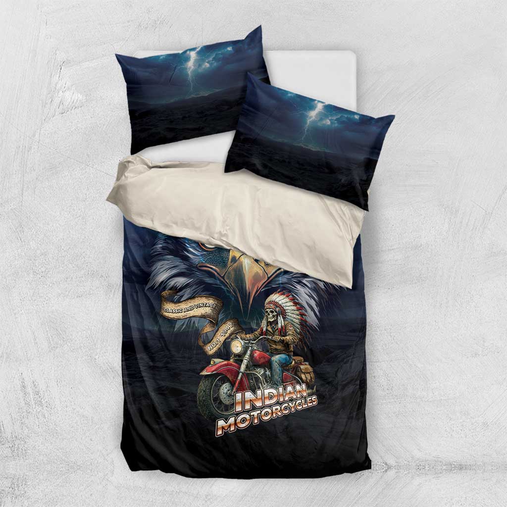 American Indian Legendary Motorcycle Bedding Set Native American Retro Rider - Wonder Print Shop