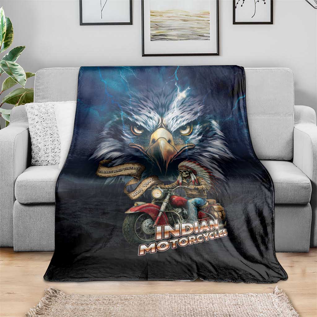 American Indian Legendary Motorcycle Blanket Native American Retro Rider - Wonder Print Shop