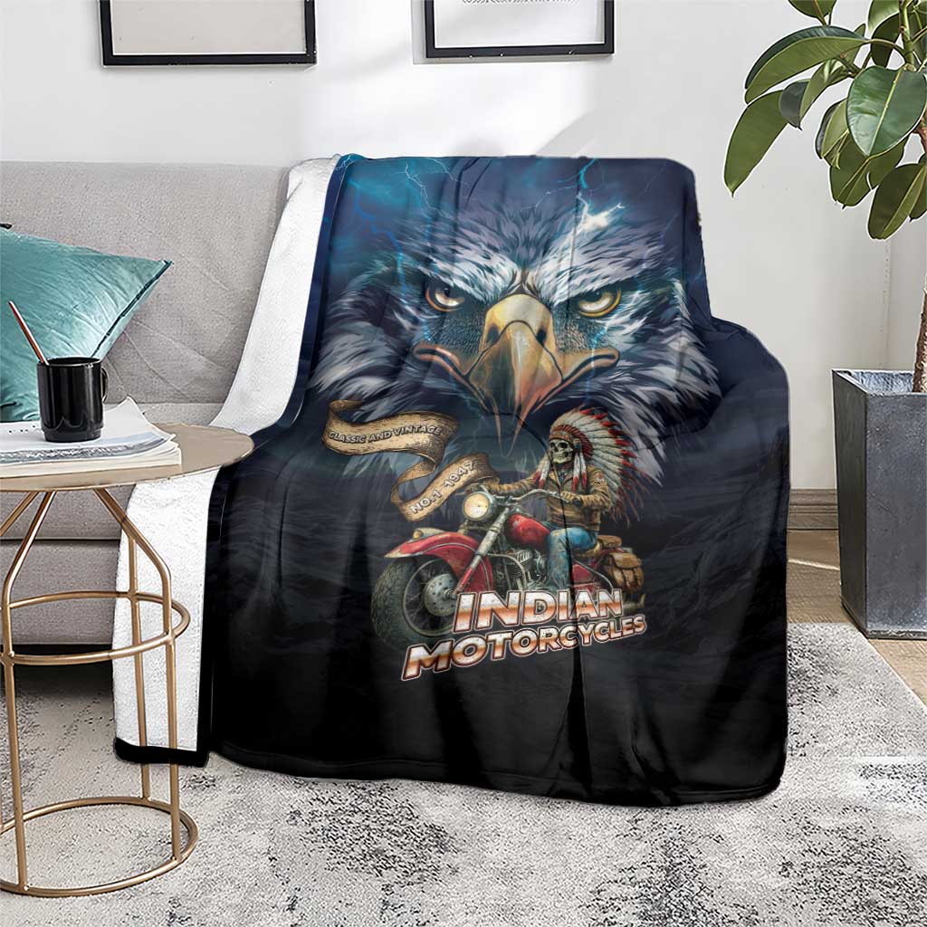 American Indian Legendary Motorcycle Blanket Native American Retro Rider - Wonder Print Shop