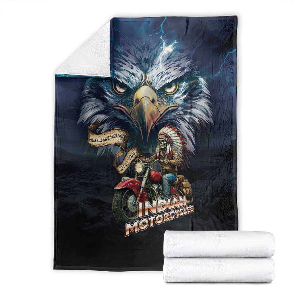 American Indian Legendary Motorcycle Blanket Native American Retro Rider - Wonder Print Shop