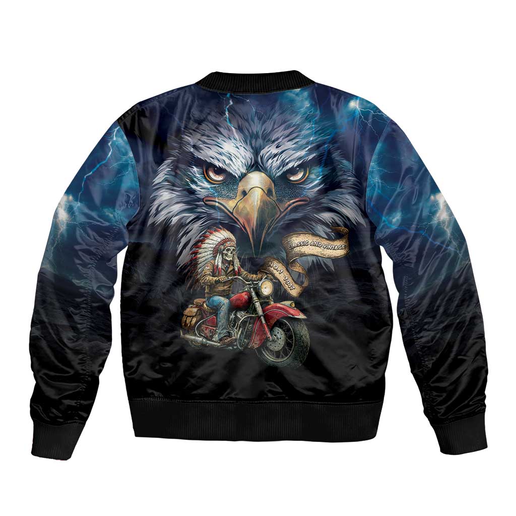 American Indian Legendary Motorcycle Bomber Jacket Native American Retro Rider - Wonder Print Shop