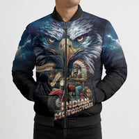 American Indian Legendary Motorcycle Bomber Puffer Jacket Native American Retro Rider - Wonder Print Shop