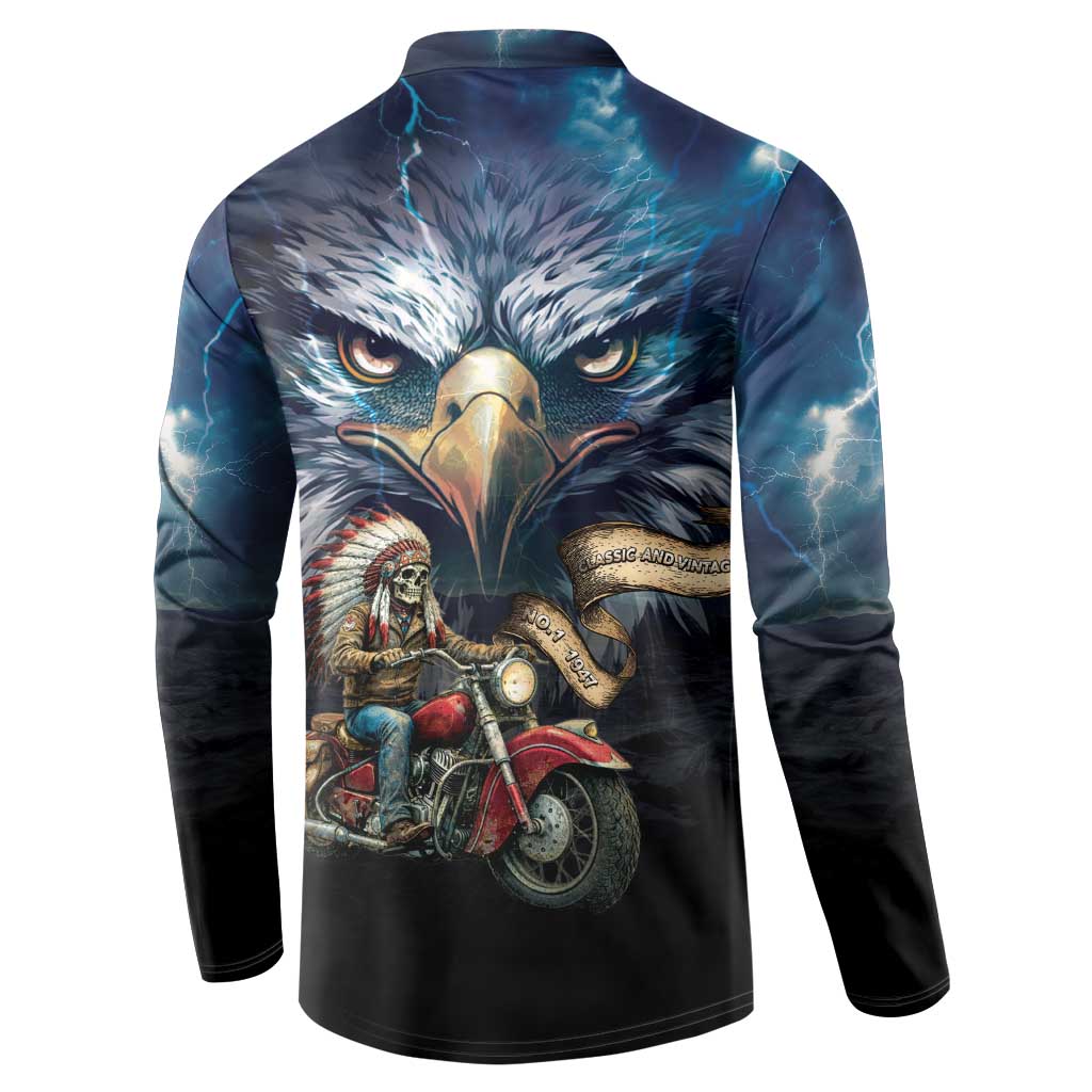 American Indian Legendary Motorcycle Button Sweatshirt Native American Retro Rider - Wonder Print Shop