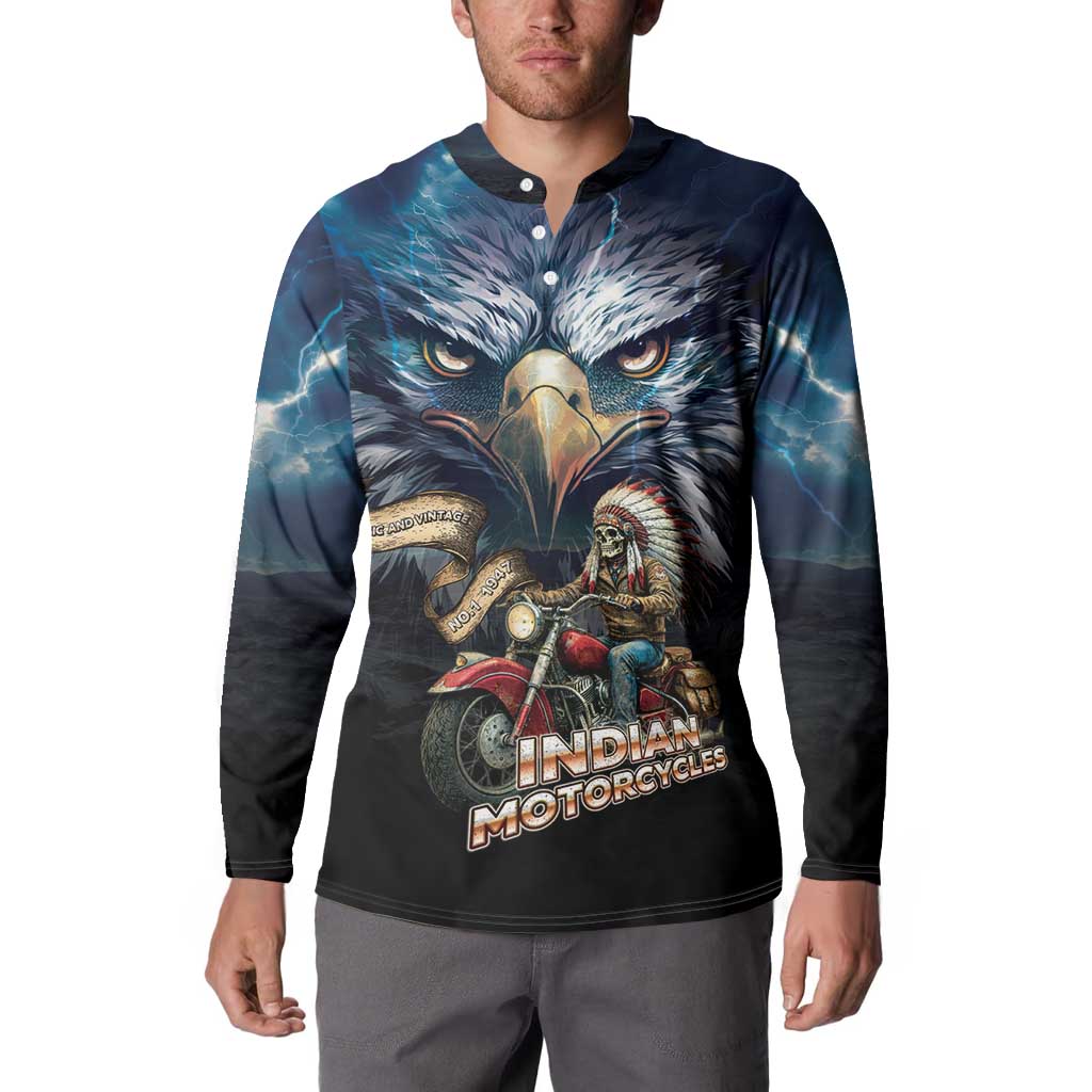 American Indian Legendary Motorcycle Button Sweatshirt Native American Retro Rider - Wonder Print Shop