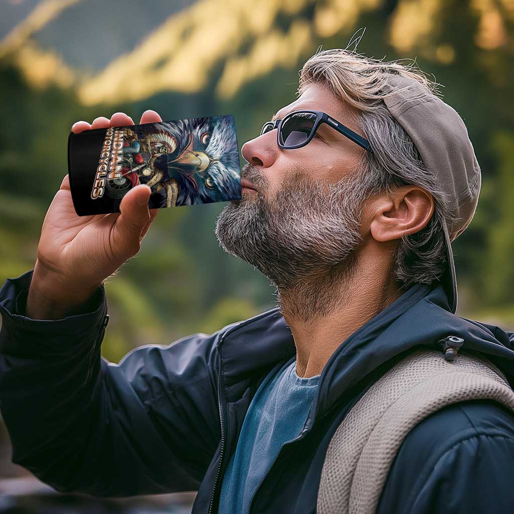 American Indian Legendary Motorcycle 4 in 1 Can Cooler Tumbler Native American Retro Rider - Wonder Print Shop