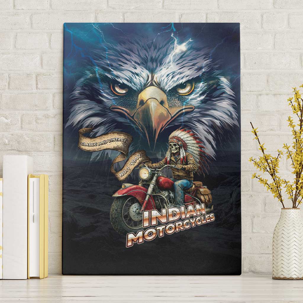 American Indian Legendary Motorcycle Canvas Wall Art Native American Retro Rider - Wonder Print Shop