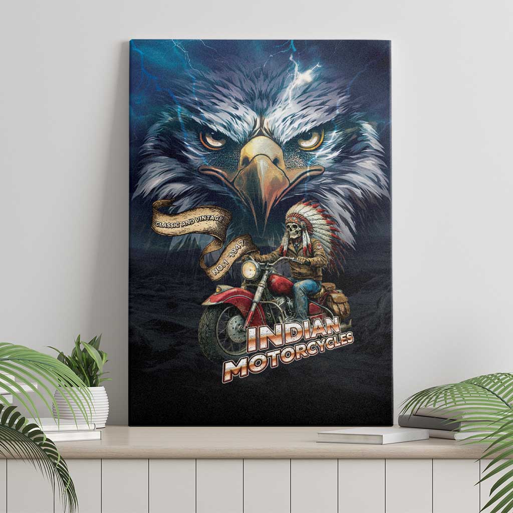 American Indian Legendary Motorcycle Canvas Wall Art Native American Retro Rider - Wonder Print Shop