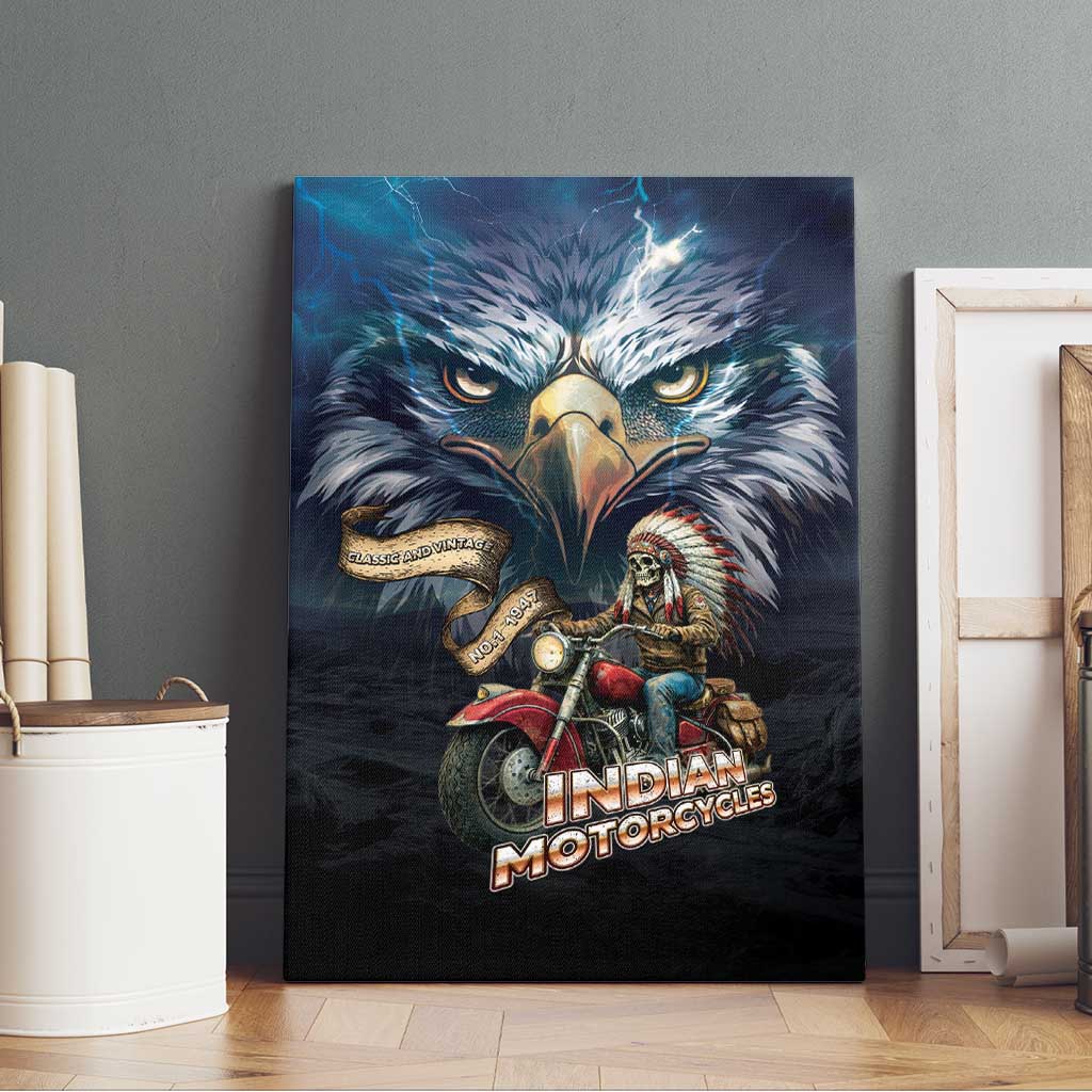 American Indian Legendary Motorcycle Canvas Wall Art Native American Retro Rider - Wonder Print Shop