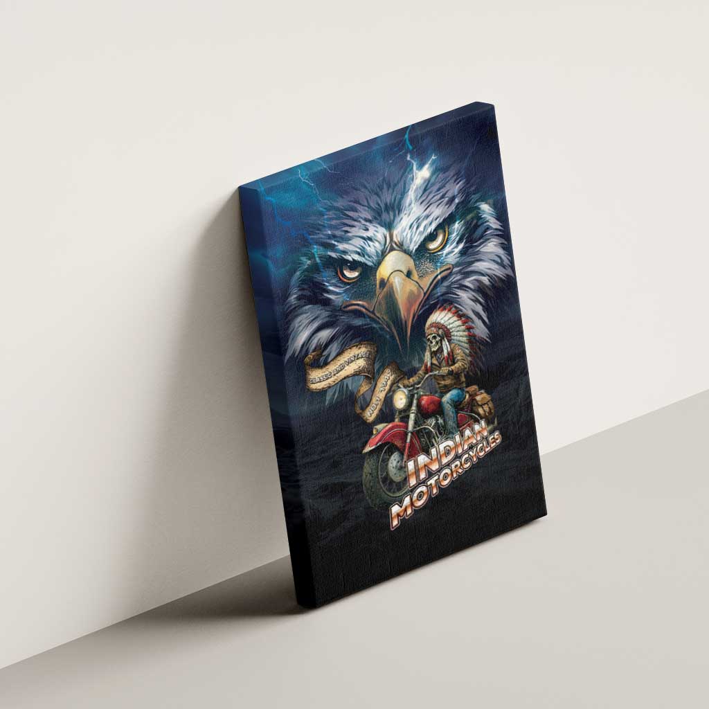 American Indian Legendary Motorcycle Canvas Wall Art Native American Retro Rider - Wonder Print Shop