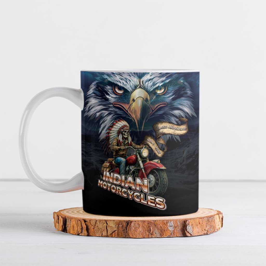 American Indian Legendary Motorcycle Ceramic Mug Native American Retro Rider - Wonder Print Shop