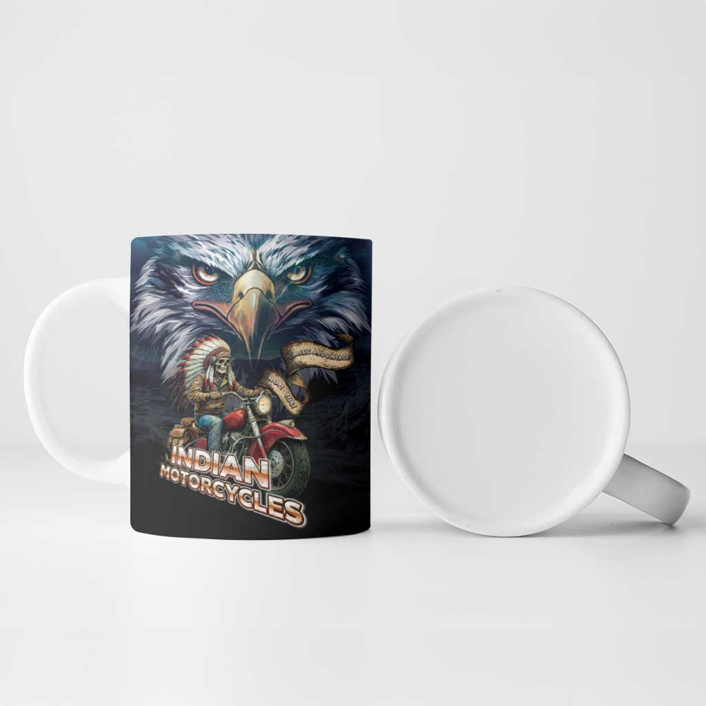 American Indian Legendary Motorcycle Ceramic Mug Native American Retro Rider - Wonder Print Shop