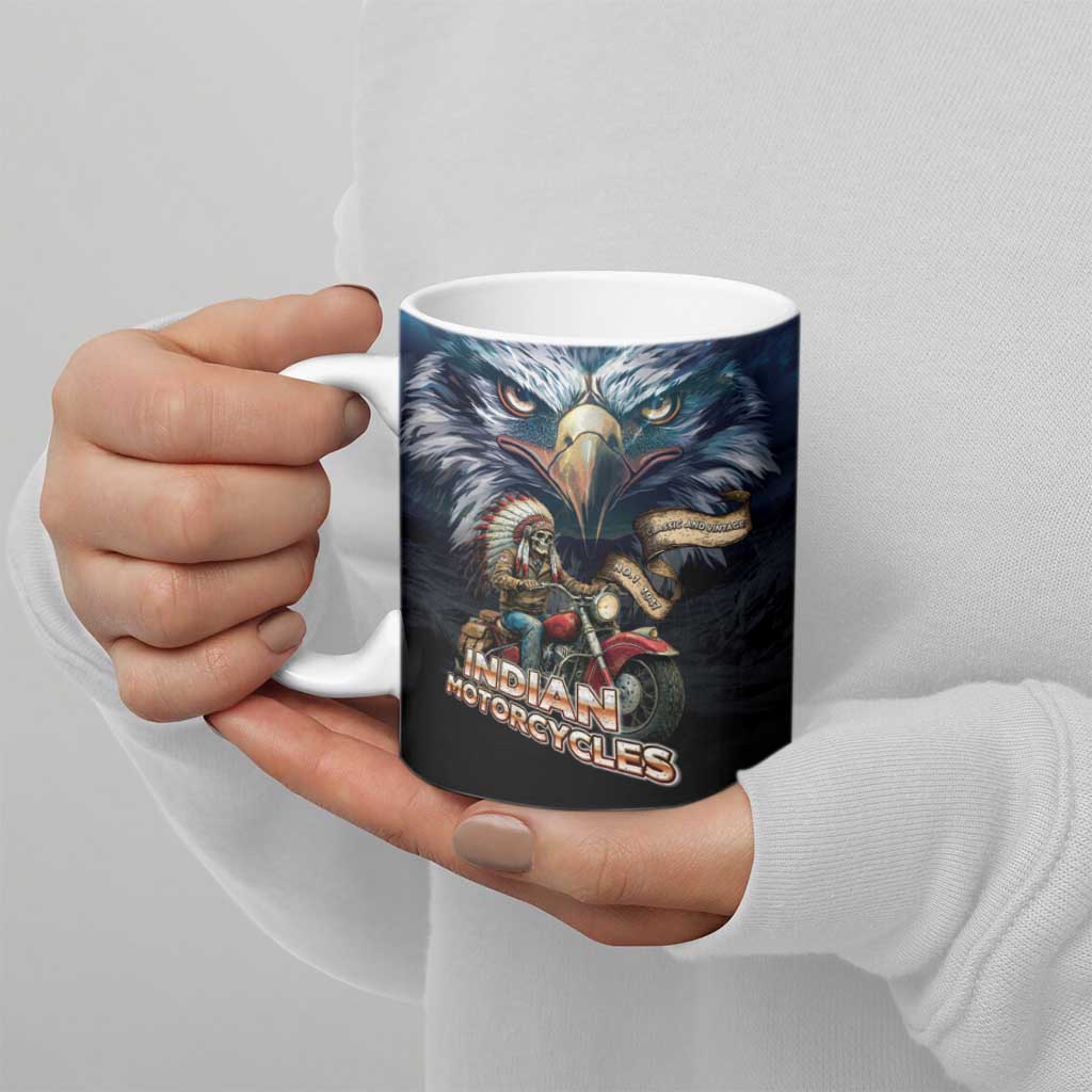 American Indian Legendary Motorcycle Ceramic Mug Native American Retro Rider - Wonder Print Shop