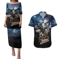 American Indian Legendary Motorcycle Couples Matching Puletasi and Hawaiian Shirt Native American Retro Rider - Wonder Print Shop