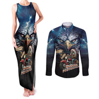 American Indian Legendary Motorcycle Couples Matching Tank Maxi Dress and Long Sleeve Button Shirt Native American Retro Rider - Wonder Print Shop