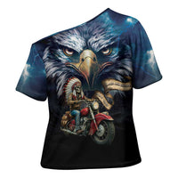 American Indian Legendary Motorcycle Cross Shoulder Shirt Native American Retro Rider - Wonder Print Shop