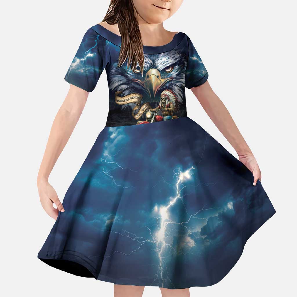 American Indian Legendary Motorcycle Family Matching Off Shoulder Maxi Dress and Hawaiian Shirt Native American Retro Rider - Wonder Print Shop