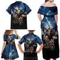 American Indian Legendary Motorcycle Family Matching Off Shoulder Maxi Dress and Hawaiian Shirt Native American Retro Rider - Wonder Print Shop