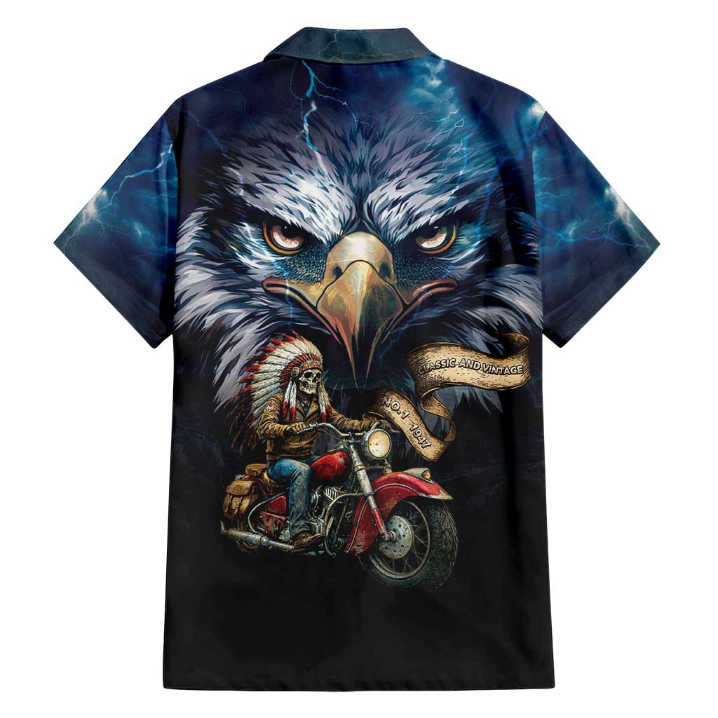 American Indian Legendary Motorcycle Family Matching Off Shoulder Maxi Dress and Hawaiian Shirt Native American Retro Rider - Wonder Print Shop