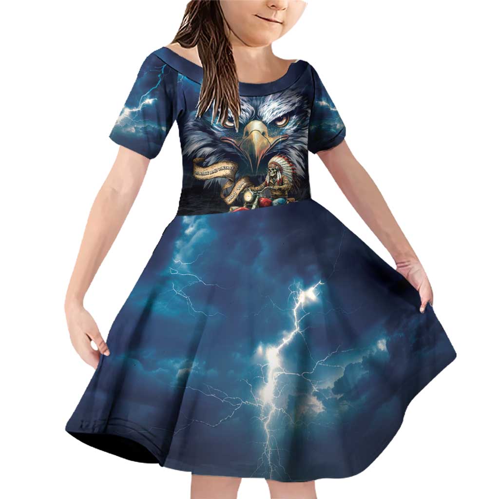 American Indian Legendary Motorcycle Family Matching Off Shoulder Short Dress and Hawaiian Shirt Native American Retro Rider - Wonder Print Shop