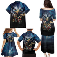 American Indian Legendary Motorcycle Family Matching Puletasi and Hawaiian Shirt Native American Retro Rider - Wonder Print Shop