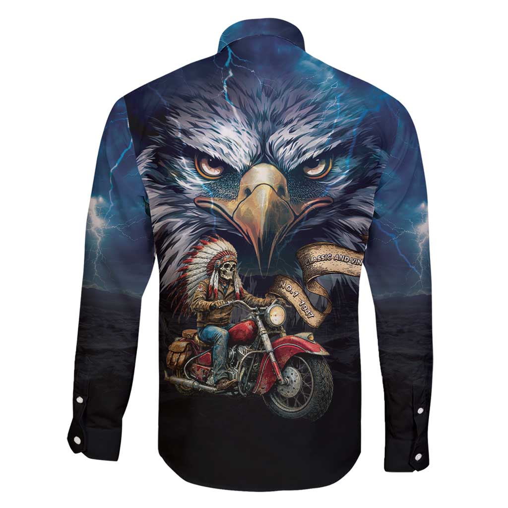 American Indian Legendary Motorcycle Family Matching Short Sleeve Bodycon Dress and Hawaiian Shirt Native American Retro Rider - Wonder Print Shop