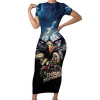 American Indian Legendary Motorcycle Family Matching Short Sleeve Bodycon Dress and Hawaiian Shirt Native American Retro Rider - Wonder Print Shop