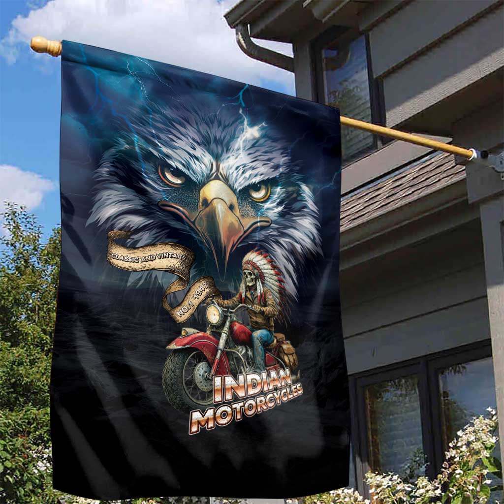 American Indian Legendary Motorcycle Garden Flag Native American Retro Rider - Wonder Print Shop