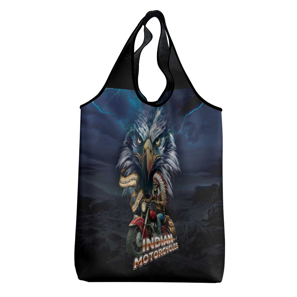 American Indian Legendary Motorcycle Grocery Bag Native American Retro Rider - Wonder Print Shop