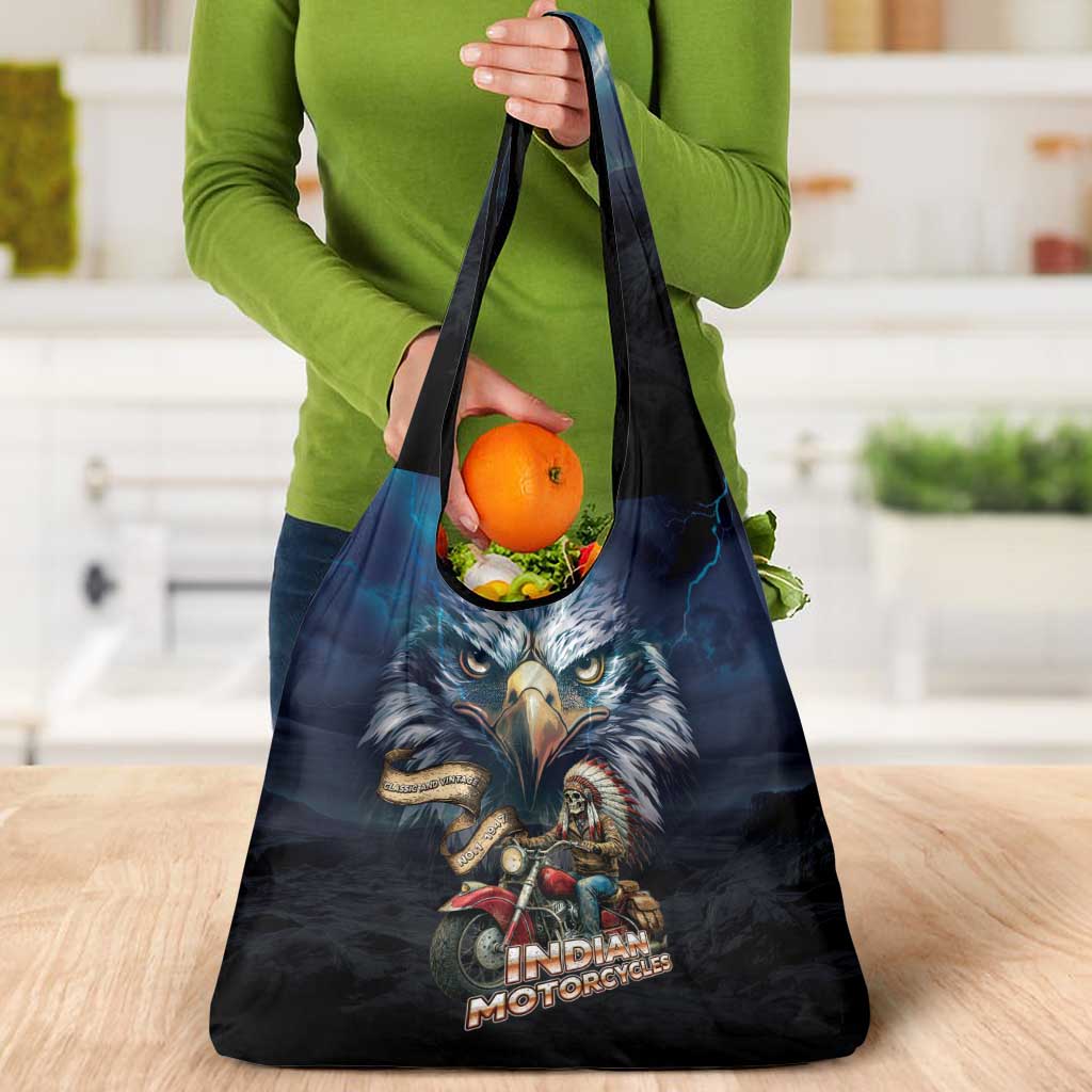 American Indian Legendary Motorcycle Grocery Bag Native American Retro Rider - Wonder Print Shop