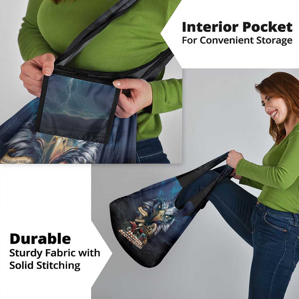 American Indian Legendary Motorcycle Grocery Bag Native American Retro Rider - Wonder Print Shop