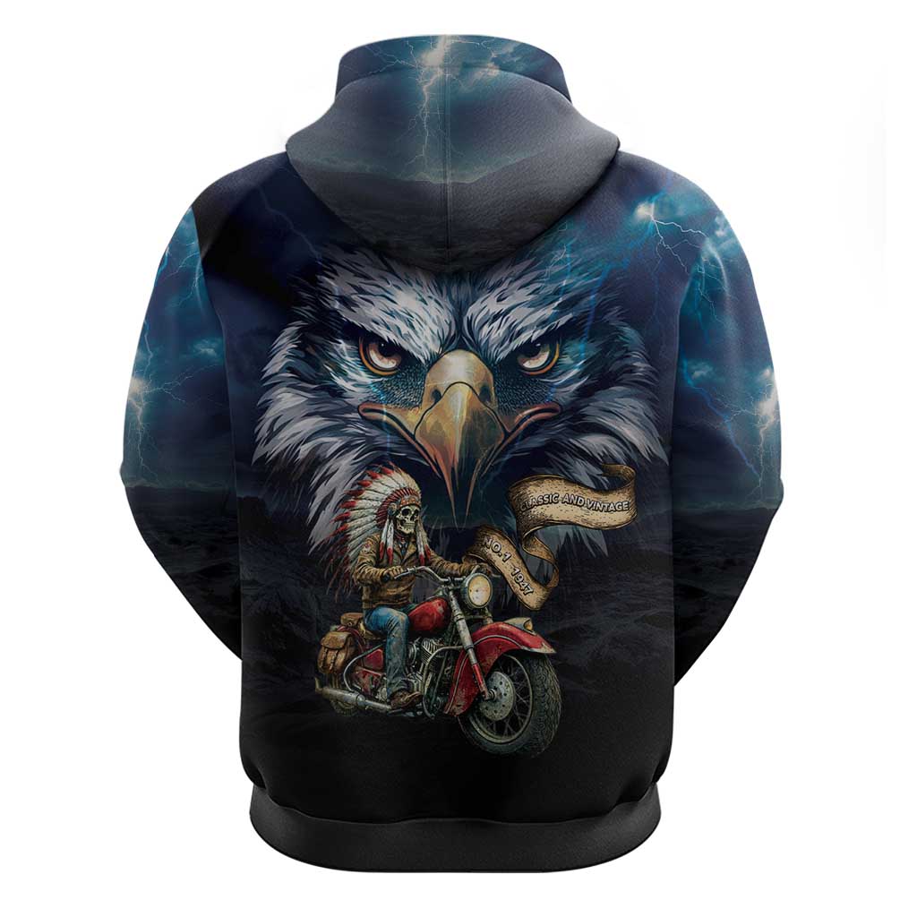 American Indian Legendary Motorcycle Hoodie Native American Retro Rider - Wonder Print Shop