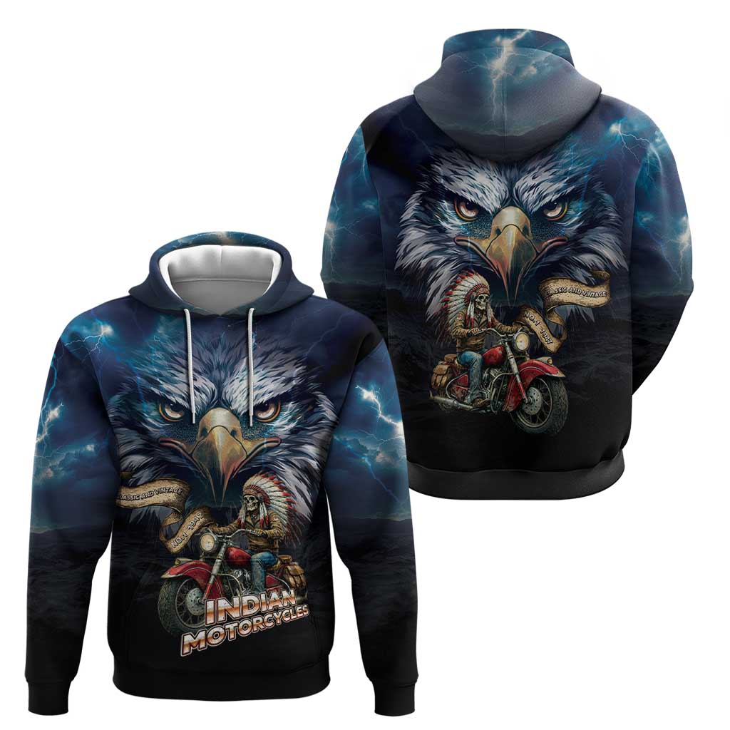 American Indian Legendary Motorcycle Hoodie Native American Retro Rider - Wonder Print Shop