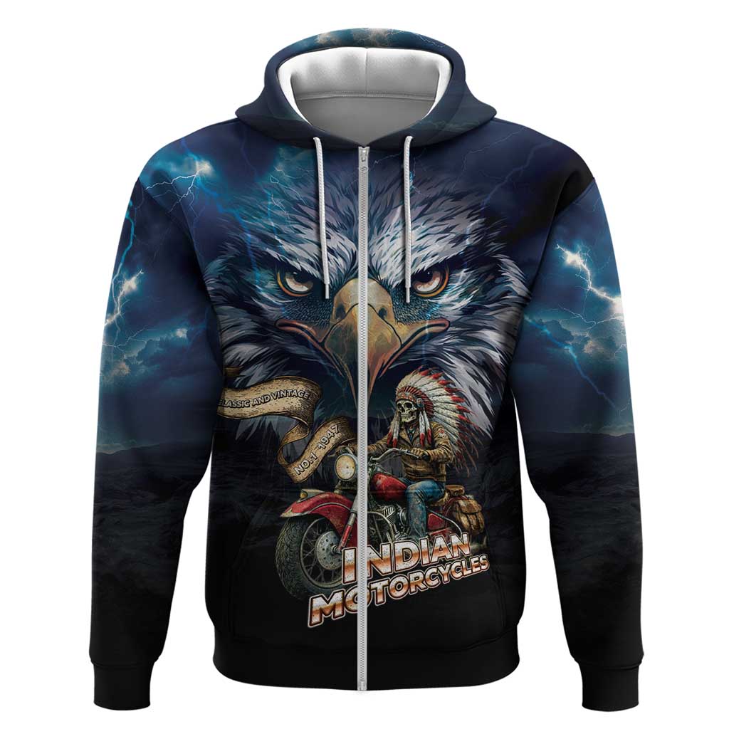 American Indian Legendary Motorcycle Hoodie Native American Retro Rider - Wonder Print Shop