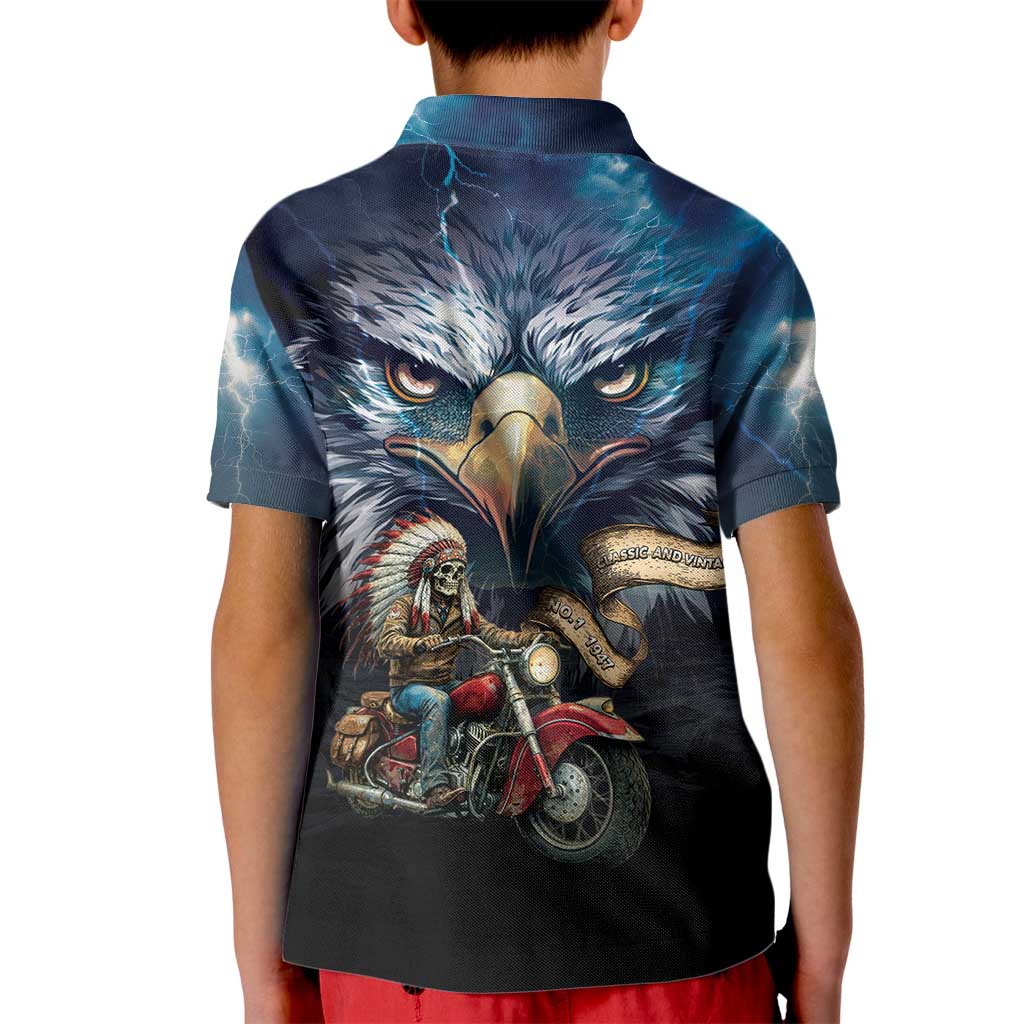 American Indian Legendary Motorcycle Kid Polo Shirt Native American Retro Rider - Wonder Print Shop