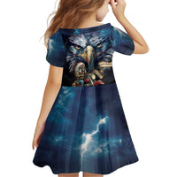 American Indian Legendary Motorcycle Kid Short Sleeve Dress Native American Retro Rider - Wonder Print Shop