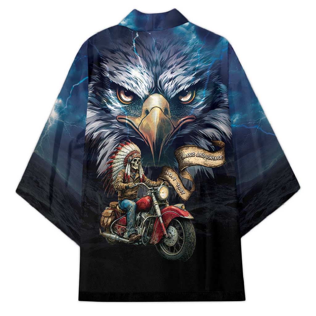 American Indian Legendary Motorcycle Kimono Native American Retro Rider - Wonder Print Shop
