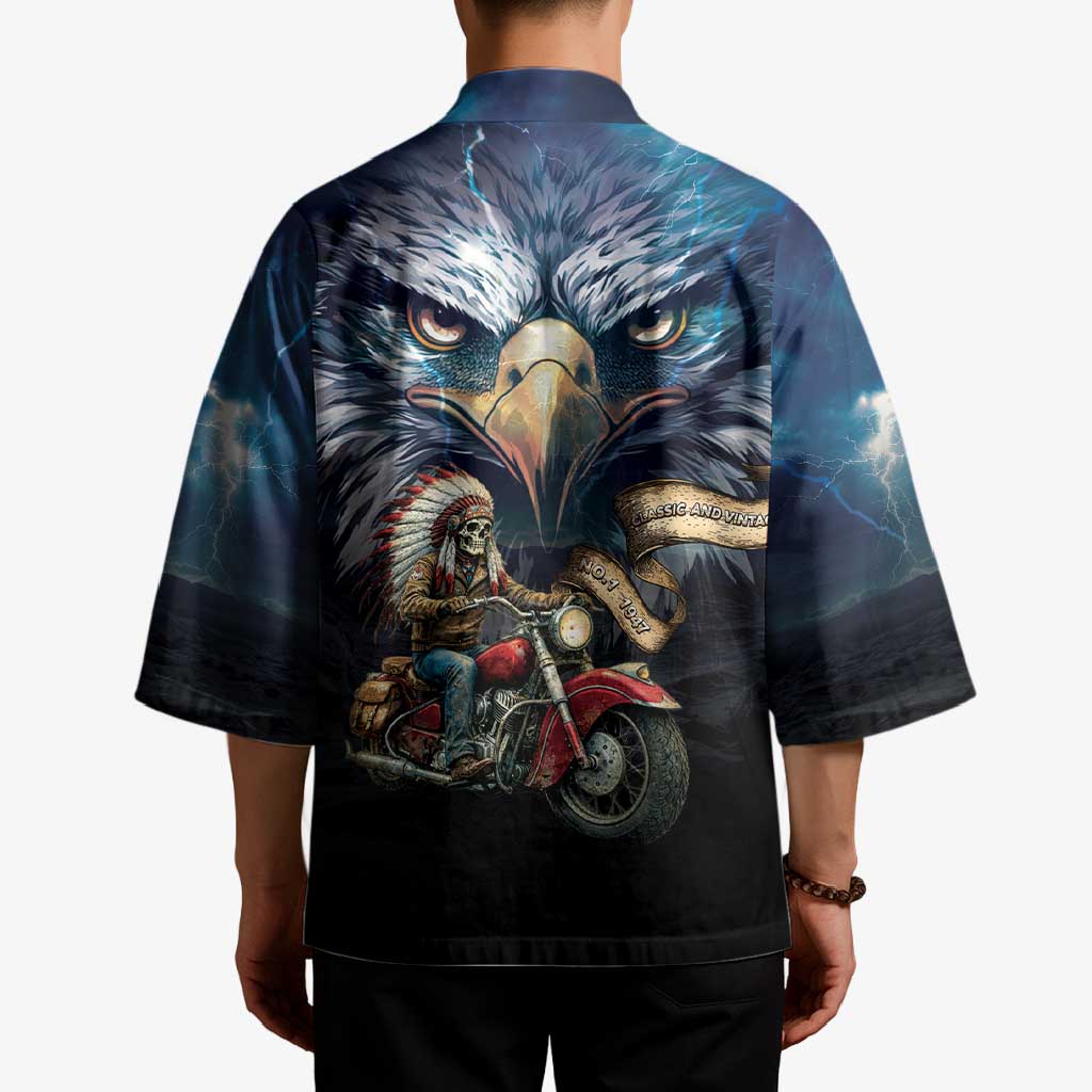 American Indian Legendary Motorcycle Kimono Native American Retro Rider - Wonder Print Shop