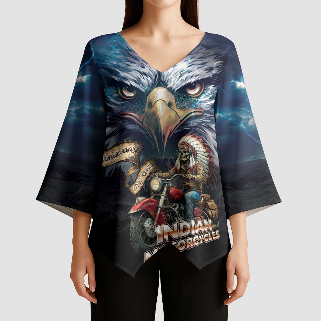 American Indian Legendary Motorcycle Kimono Sleeve Blouse Native American Retro Rider - Wonder Print Shop