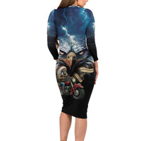 American Indian Legendary Motorcycle Long Sleeve Bodycon Dress Native American Retro Rider - Wonder Print Shop