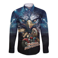 American Indian Legendary Motorcycle Long Sleeve Button Shirt Native American Retro Rider - Wonder Print Shop
