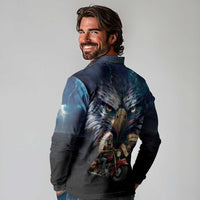 American Indian Legendary Motorcycle Long Sleeve Polo Shirt Native American Retro Rider - Wonder Print Shop