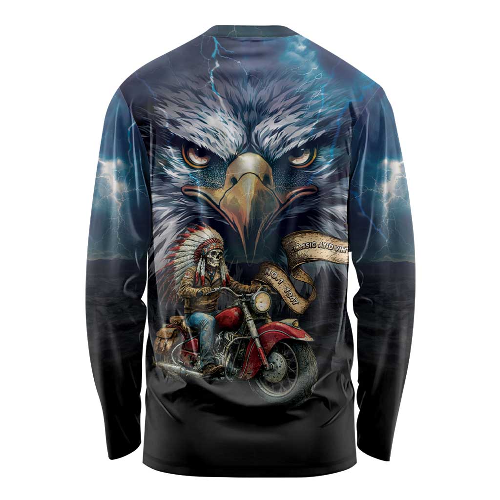 American Indian Legendary Motorcycle Long Sleeve Shirt Native American Retro Rider - Wonder Print Shop