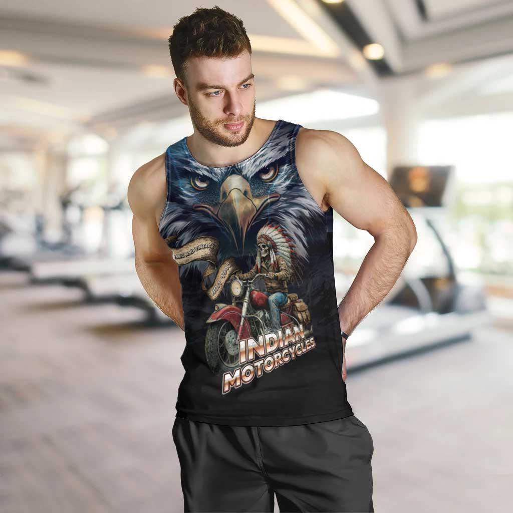 American Indian Legendary Motorcycle Men Tank Top Native American Retro Rider - Wonder Print Shop