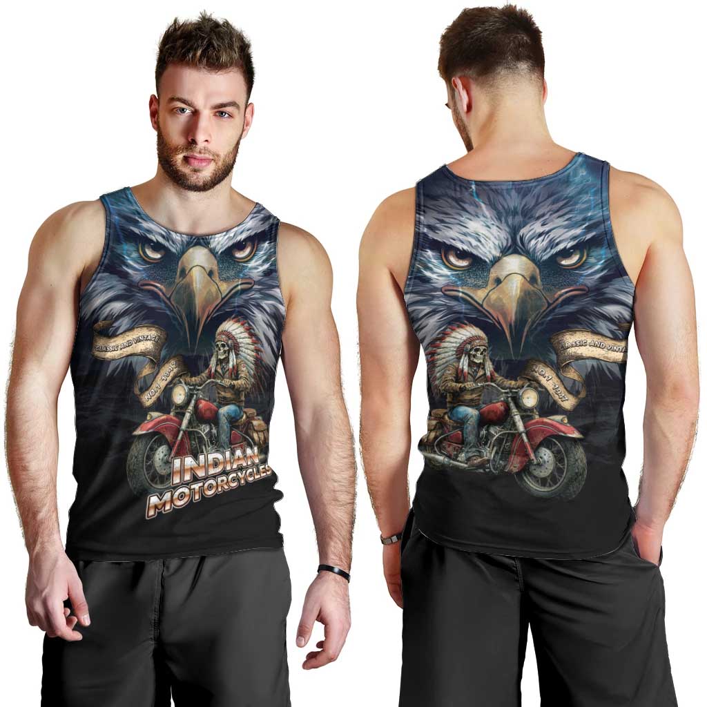 American Indian Legendary Motorcycle Men Tank Top Native American Retro Rider - Wonder Print Shop