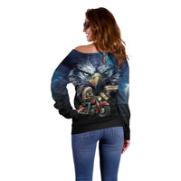 American Indian Legendary Motorcycle Off Shoulder Sweater Native American Retro Rider - Wonder Print Shop