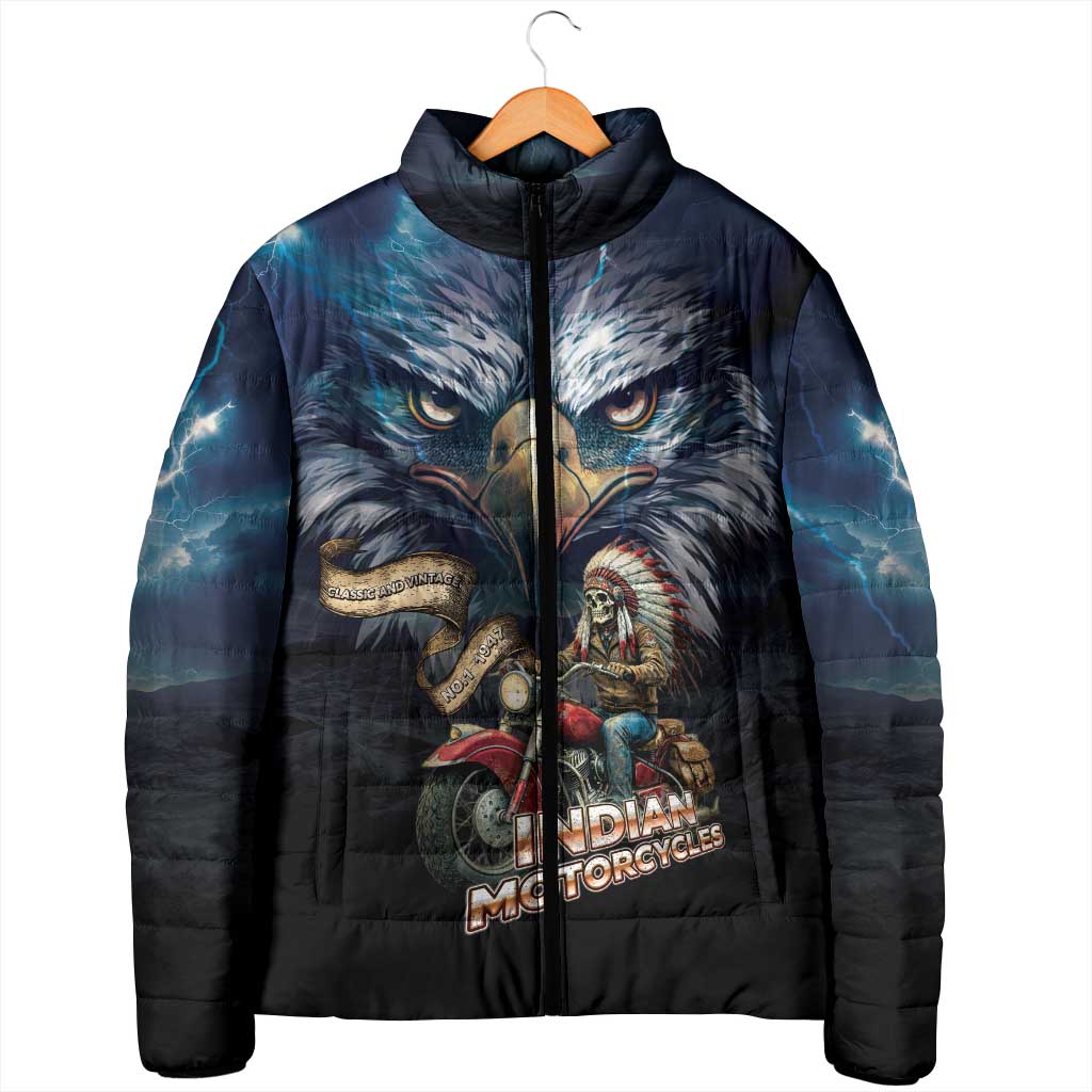 American Indian Legendary Motorcycle Padded Jacket Native American Retro Rider - Wonder Print Shop
