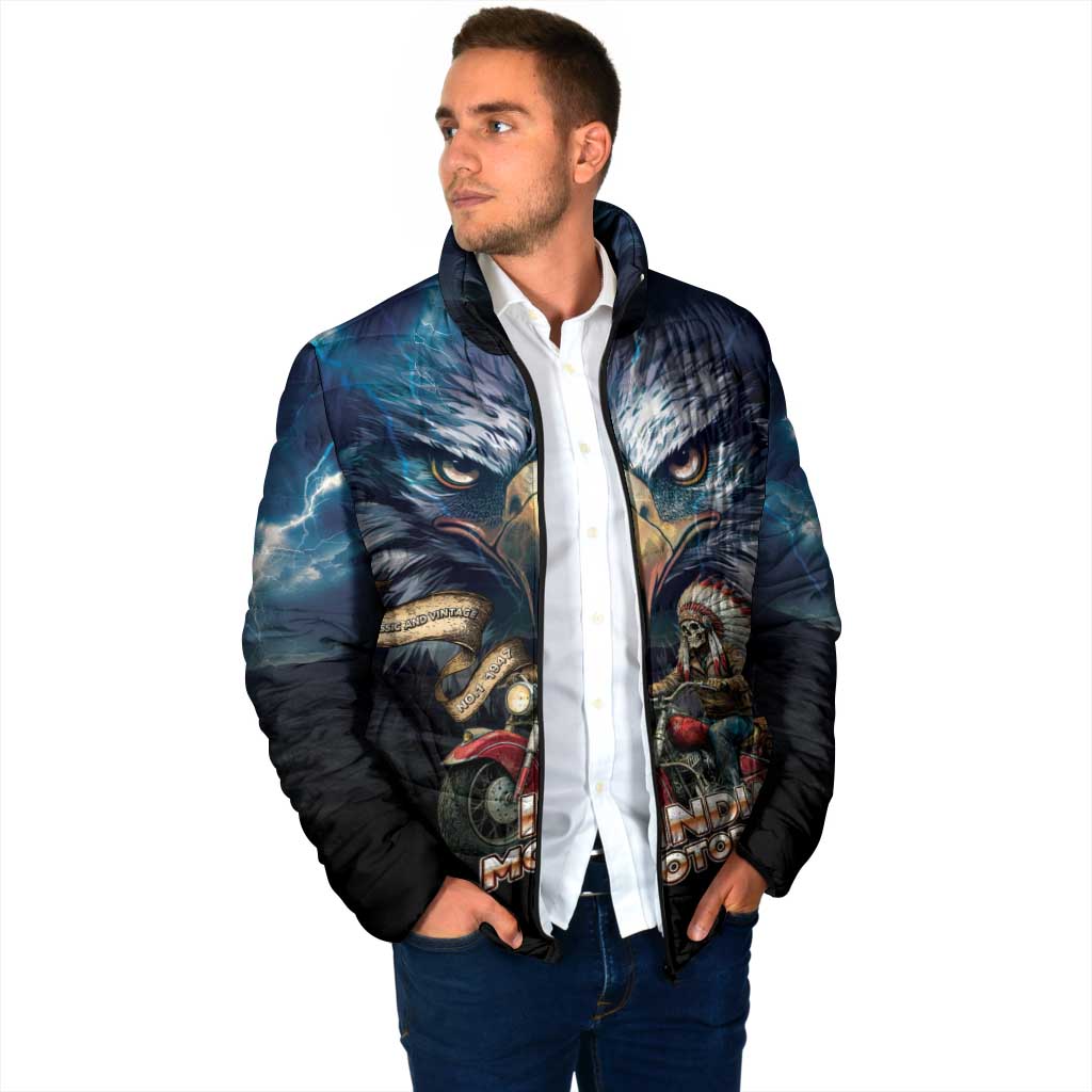 American Indian Legendary Motorcycle Padded Jacket Native American Retro Rider - Wonder Print Shop