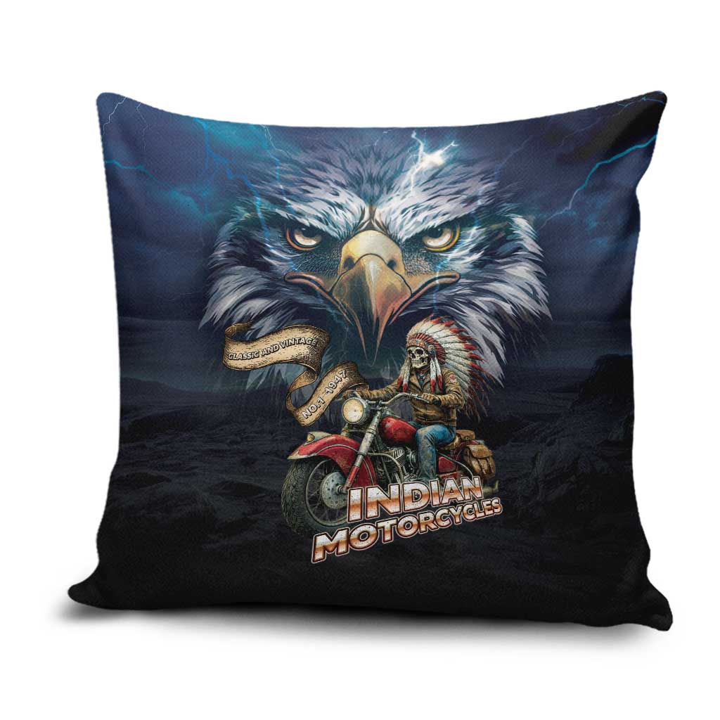 American Indian Legendary Motorcycle Pillow Cover Native American Retro Rider - Wonder Print Shop
