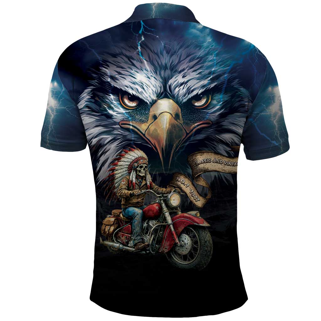 American Indian Legendary Motorcycle Polo Shirt Native American Retro Rider - Wonder Print Shop