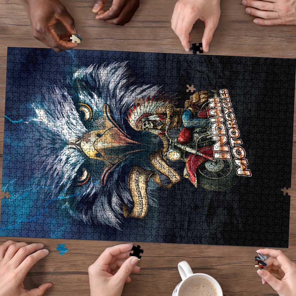 American Indian Legendary Motorcycle Puzzle Native American Retro Rider - Wonder Print Shop